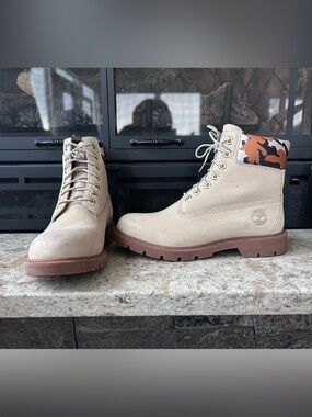 Timberland 6" Premium Boots – Light Beige Nubuck/Orange Camo